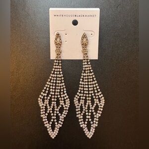 White House Black Market Sparkling Crystal Chandelier Earrings : Rare!